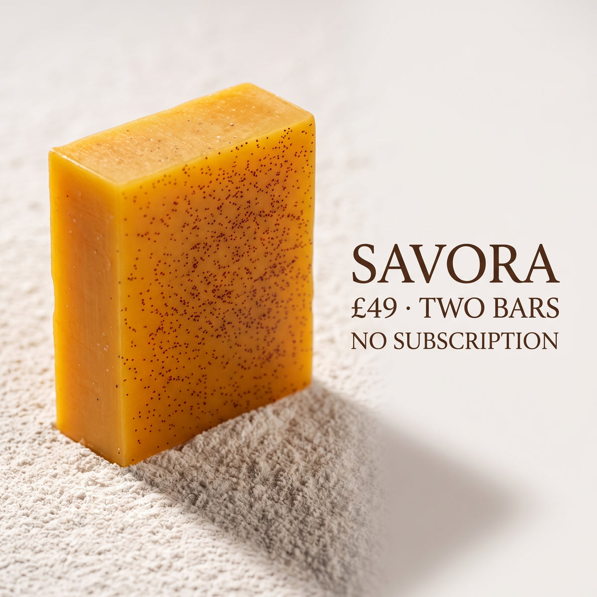 Savora cleansing bar and packaging